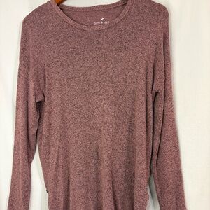 American Eagle Soft & Sexy Plush Sweater Pink Heathered Womens Medium Distressed